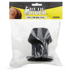 Rude Rider Hollow Anal Plug Medium Black (T9224)